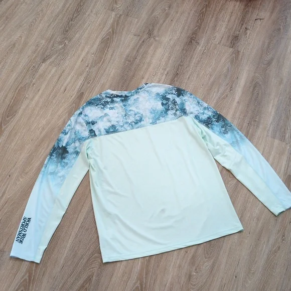 Men's World Wide Sportsman Blue and White Long Sleeve Fishing Shirt size Medium - Picture 7 of 9